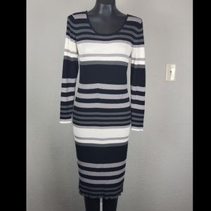 Derek Heart Ribbed Striped Sweater Dress